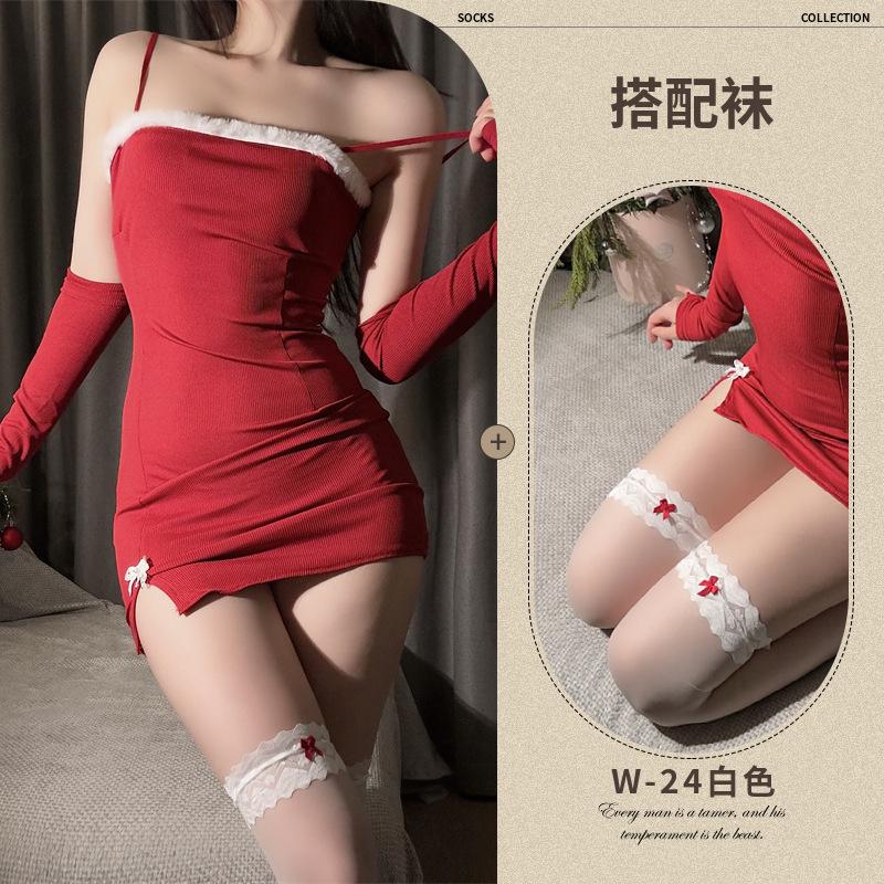 Sexy For Winter New Year Hot Passion Midnight Sexy Suspender Strapless Dress Passionate Uniform Christmas Dress Elegant KIE7