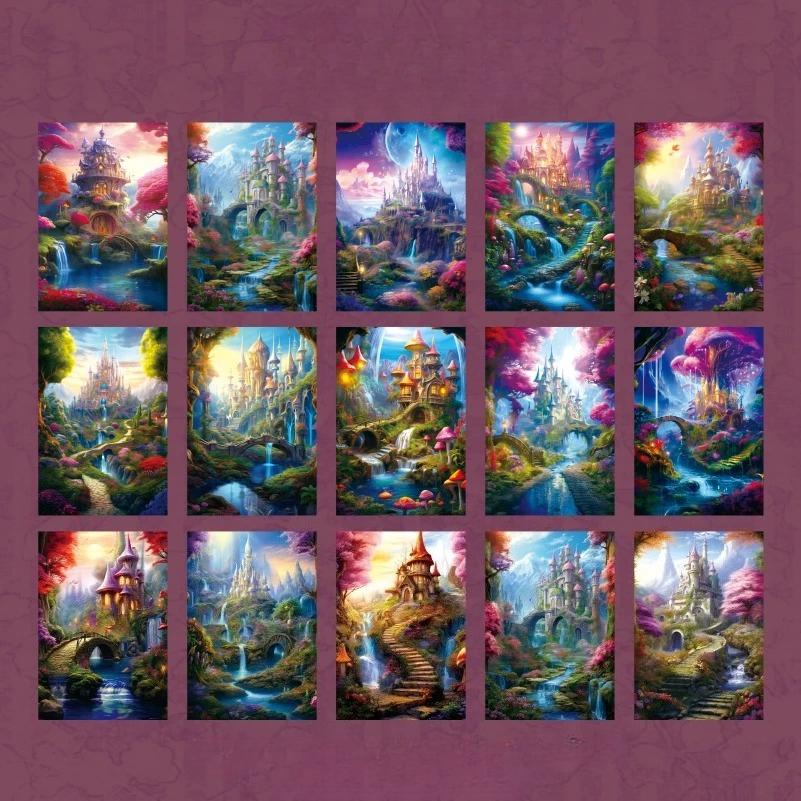 30pcs Fantasy Territory Junk Journal Scrapbooking Material Paper Memo Pads Cards Retro Background Decoration