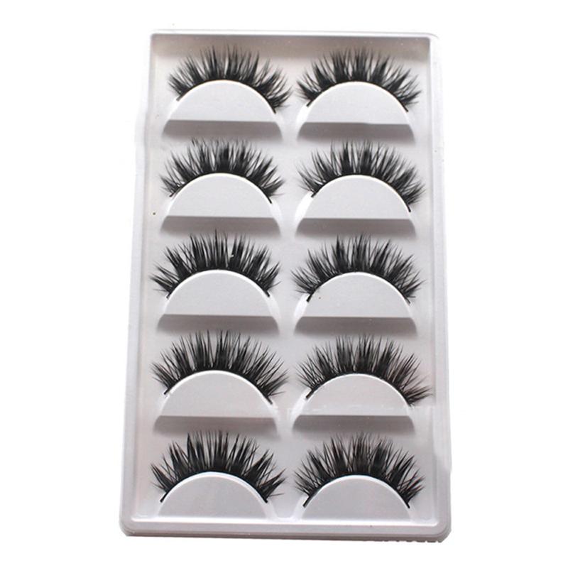 Buy 5 Pairs Natural Eye Lashes Makeup Handmade Thin Fake False ...