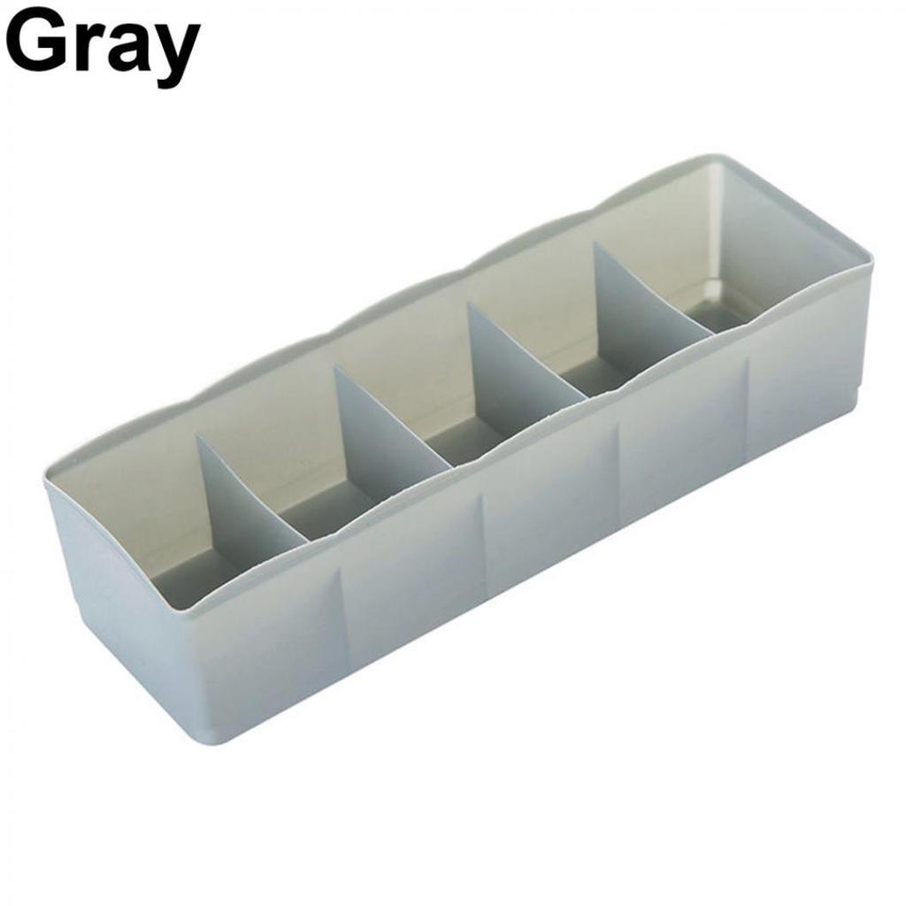 5 Cells Plastic Storage Box Tie Bra Socks Drawer Cosmetic Divider Tidy Organizer AVE