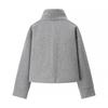 European and American style, new women's clothing, versatile, fashionable, foreign style stand-up collar breasted woolen coat