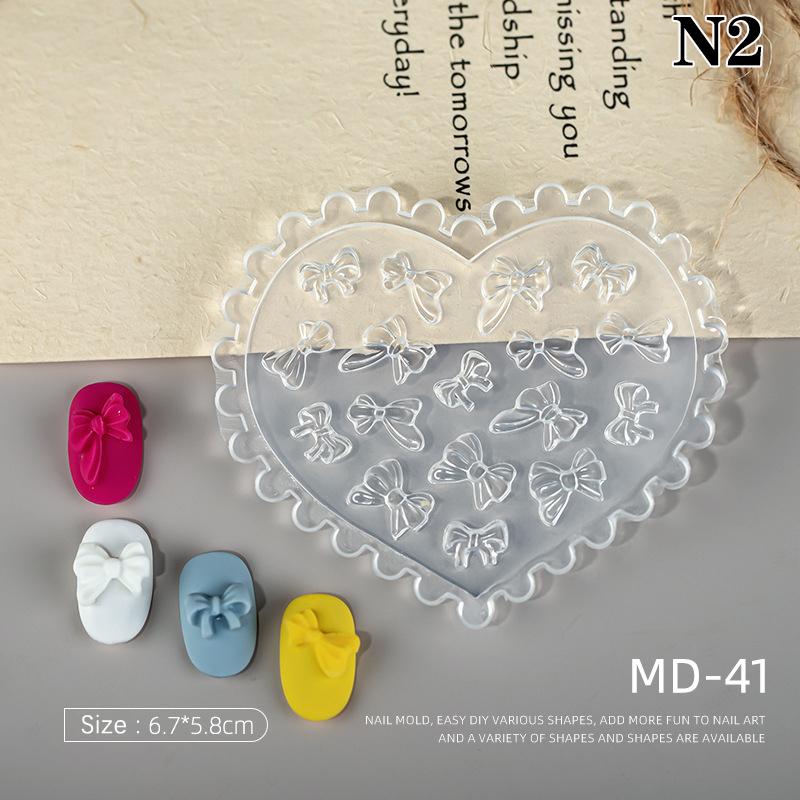 1Pcs 3D Bow Tie Nail Art Heart Shape Silicone Mold Star  Shape Mold Templates Gel Print Stencils Manicure Decoration