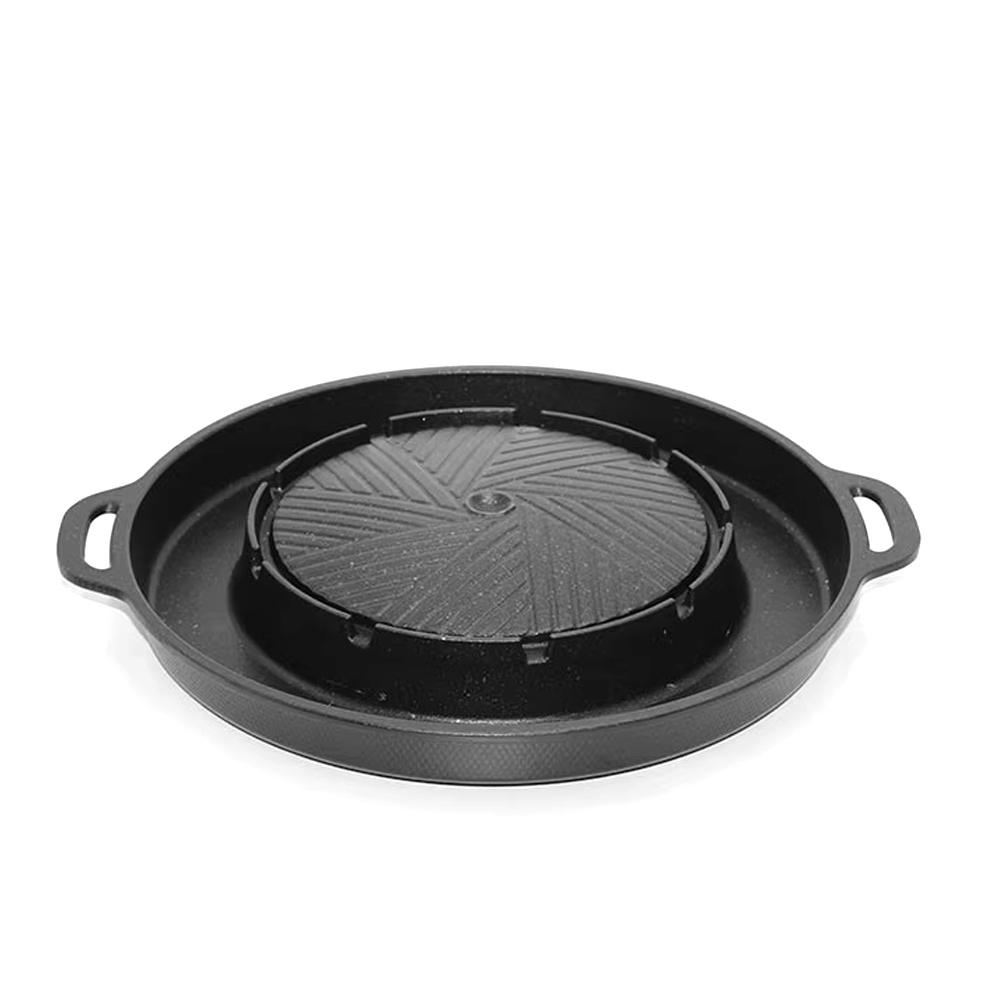 

KOSUN Korean BBQ Grill Pan 2 in 1 Round Barbecue Sharing Plate for Indoor Outdoor Portable Camping Equipment Restaurant,13-inch