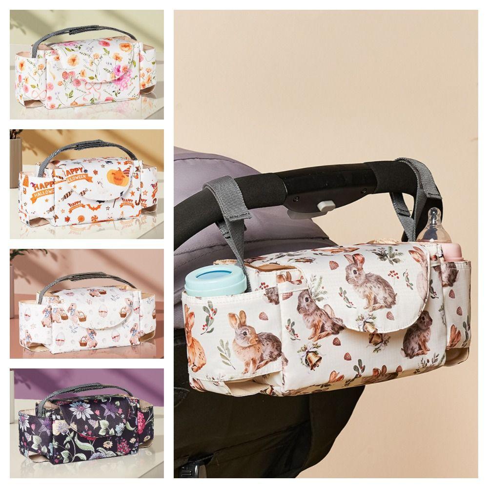 

Multifunctional Stroller Storage Hanging Bag Large Capacity Diaper Bag Organizer Baby Car Pink Floral