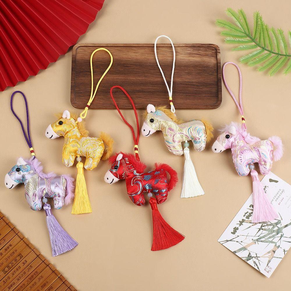 Satin Pony Embroidered Pendant Spring Festival Car Hanging Ornaments  National Wind Style