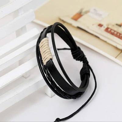 Charm Men Women Unisex Retro Multilayer Leather Wristband Bracelet Cuff Bangle