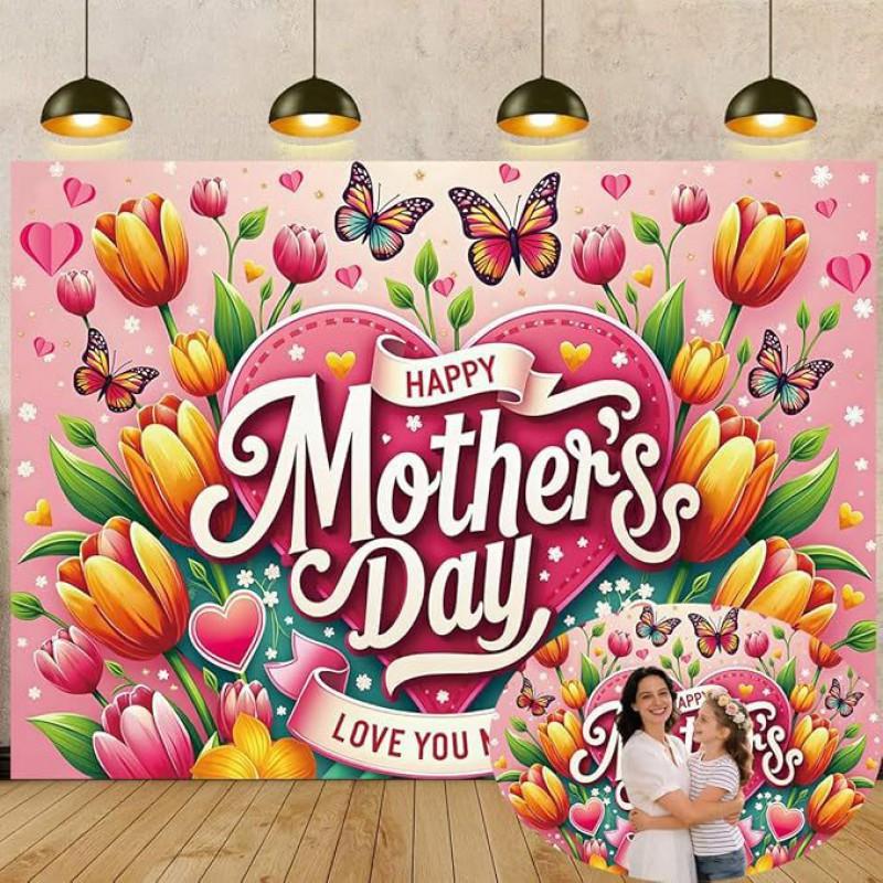 Temu Flowers Mother's Day Party Celebration Decorative Background Cloth Courtyard Decoration