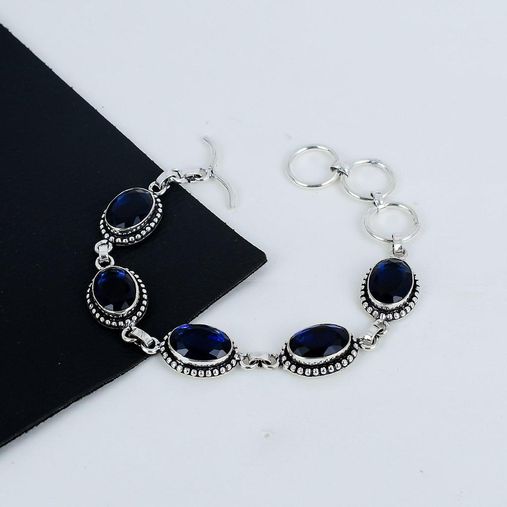 Brățară uimitoare din argint 925, cuarț roz, lucrată manual, brățară din cuarț roz pentru soție, cadou unisex pentru Ziua Mamei