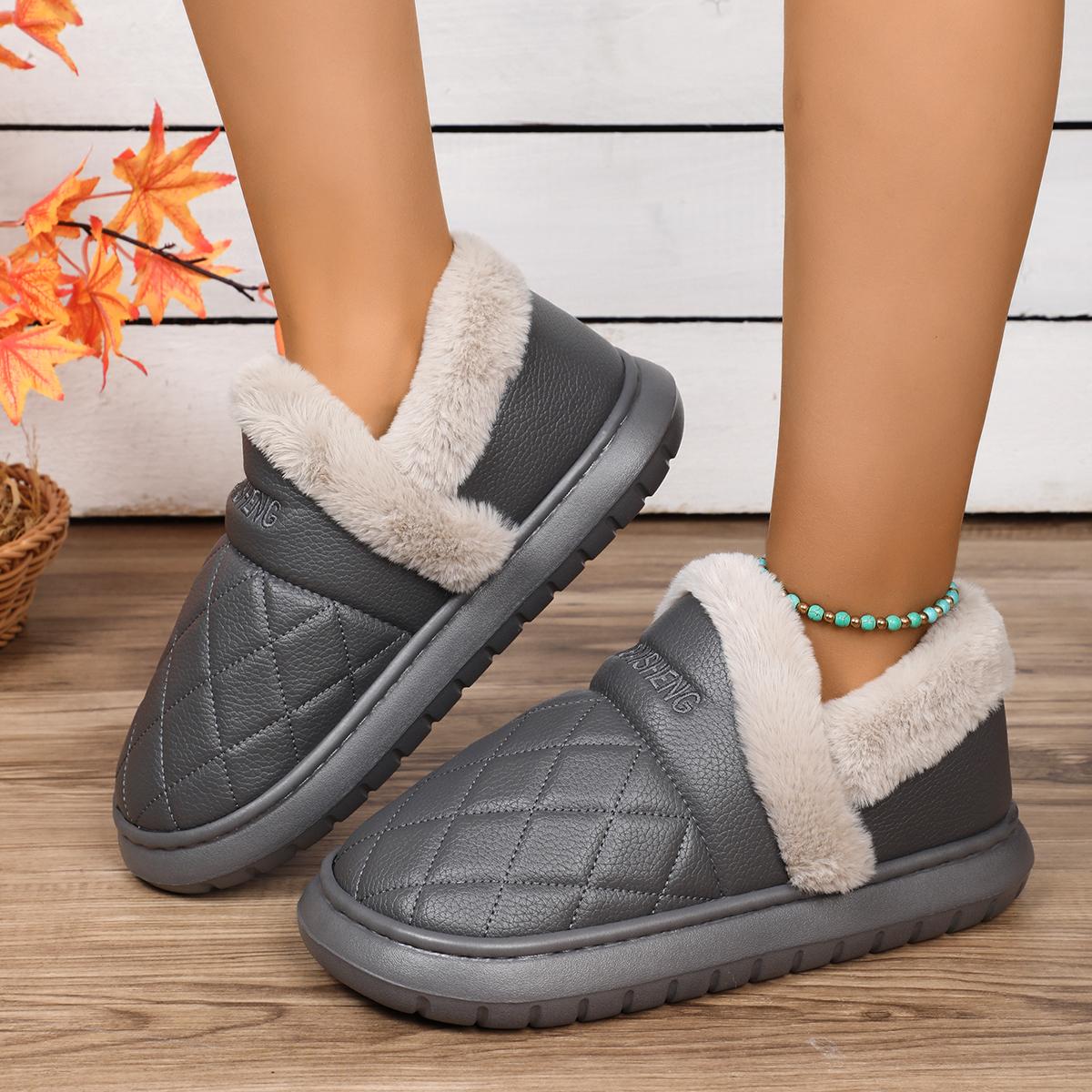 

модные водонепроницаемые зимние сапоги на подошве из ЭВА для женщин, зима 2024, с толстой подошвой, на длинном плюшевом хлопке, женские, противоскользящие, теплые, ботильоны из искусственного меха 44-45 светло-серый