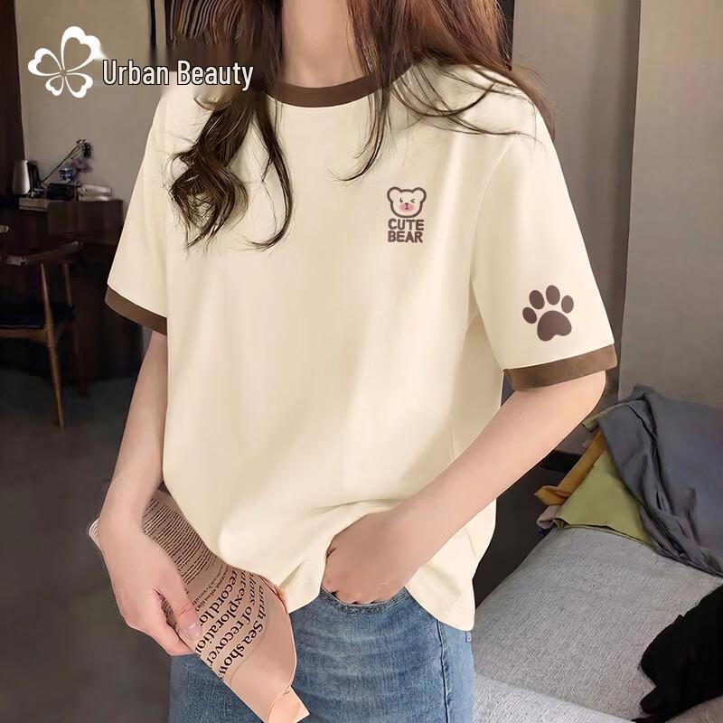 

Women s Colorblock Bear Print Cotton T-Shirt M