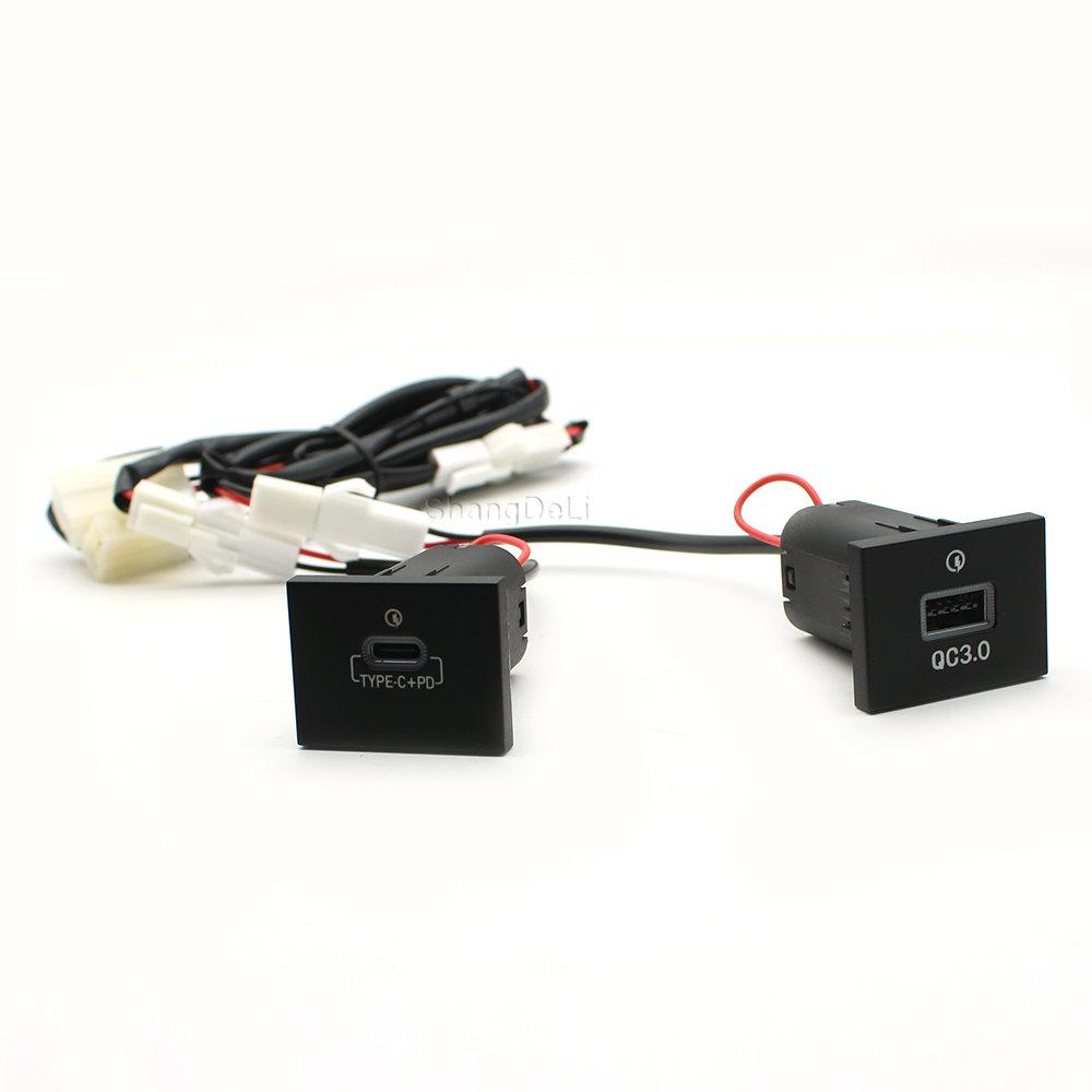 Araba USB şarj aleti PD Hızlı Şarj QC3.0 Otomatik Telefon şarj adaptörü Düğmesi Ford Focus 2 için mk2 2009 2010 2011 Aksesuarları
