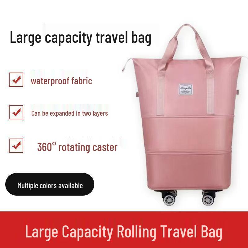 Extra-Large Expandable Travel Duffel with Wheels: Wet/Dry Separation, Lightweight & Practical for Prenatal Storage & Business Trips.