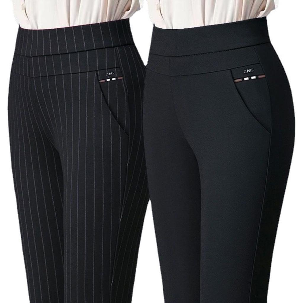 Pantaloni a Matita Slim Elasticizzati a Vita Alta da Donna Primavera Autunno Pantaloni Casual Abbinamento Stile Moda Signore di Mezza Età