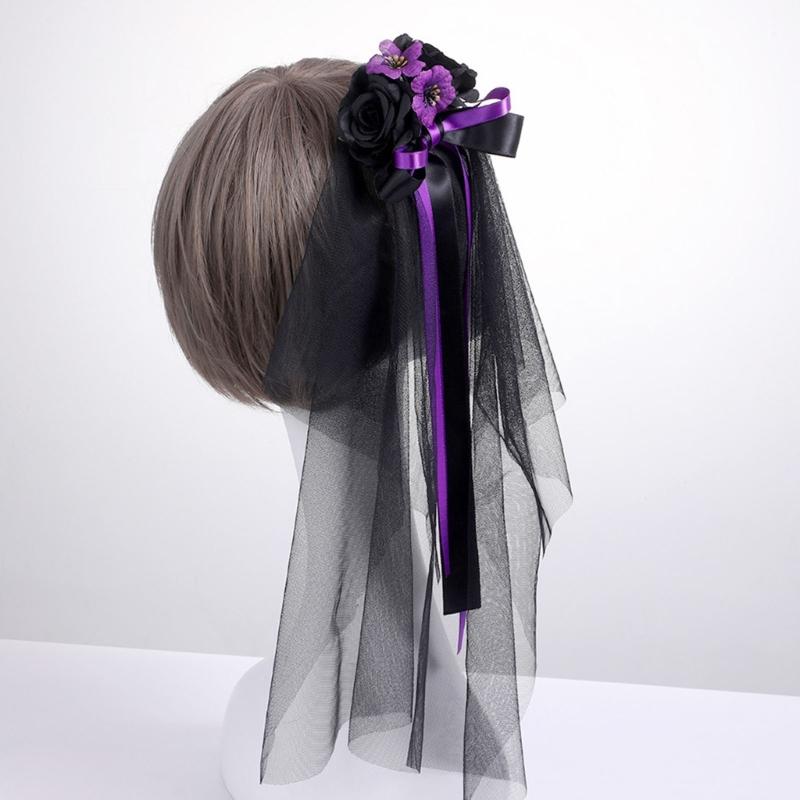 Women’s Halloween Witch Veil Gothic Style Ribbon Costume Headdress For Theme Parties And Cosplay