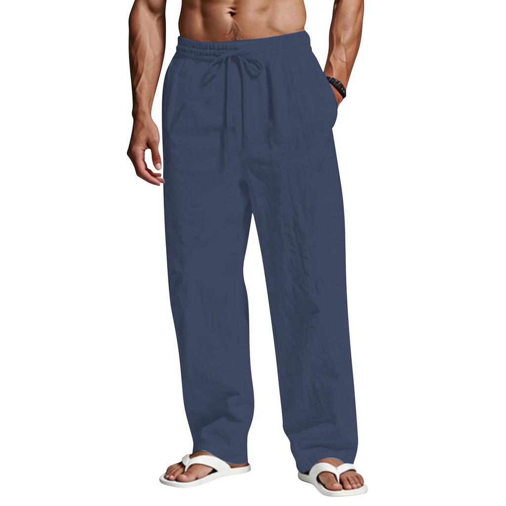 Mens Linen Trousers Work Trousers Men Casual Chinos Trousers Men Relaxed Fit Mens Cargo Trousers for Men UK