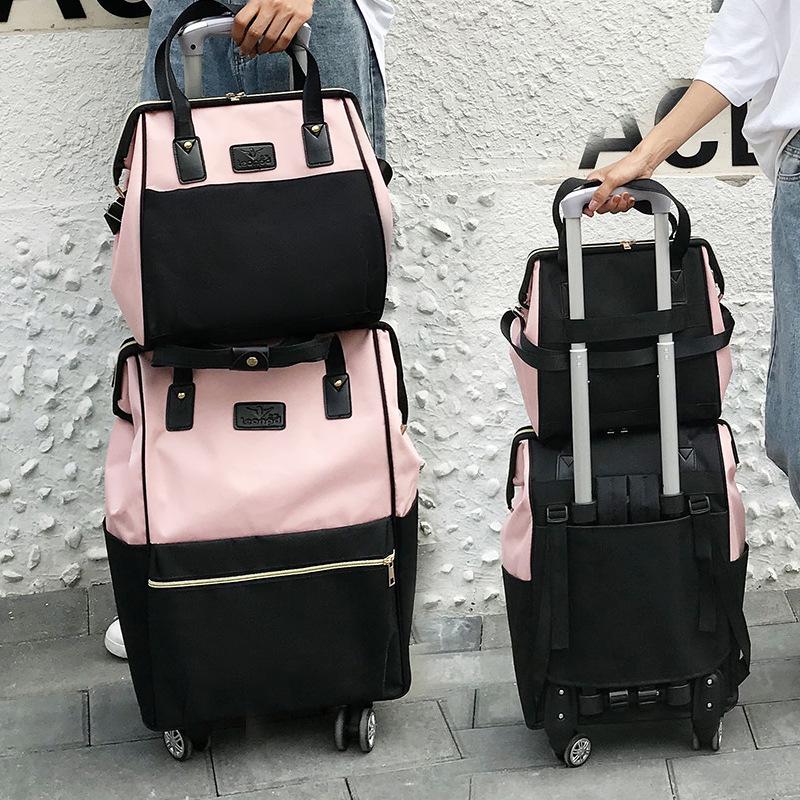Lightweight Universal Wheeled Backpack: Large Capacity, Double Shoulder, Handheld, Travel-Friendly Luggage Bag