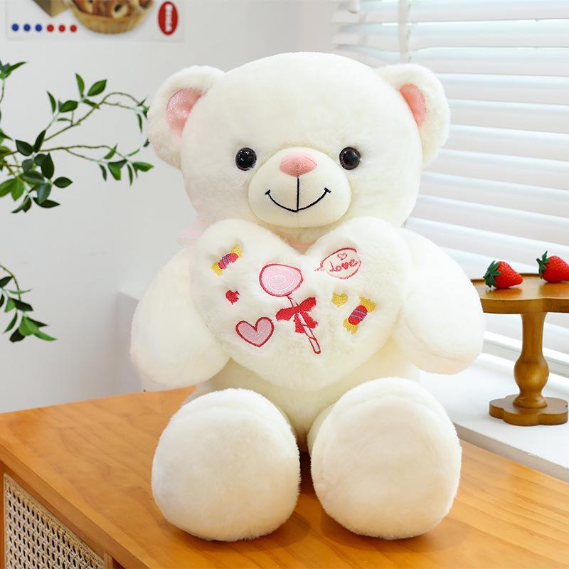 

Hugging Heart Bear Plush Toy - Large Teddy with Love Heart, Perfect for Qixi and Valentine s Day Gifts. 55 cm (0.65 kg)