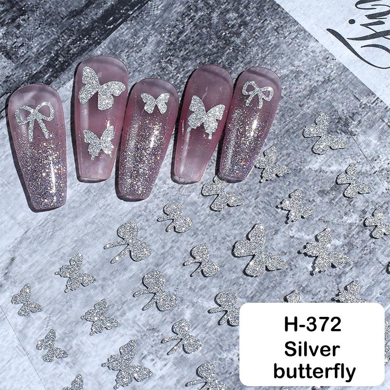 

Broken Diamond Flash Silver Shape Paintings Nail Sticker Bow Love Stars Enhancement Adhesive Nail Decal Accessories
