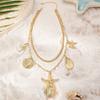 Exaggerated Hippocampus Starfish Shell Pendant Choker Necklace For Women Girls Vacation  Necklace Jewelry Accessories