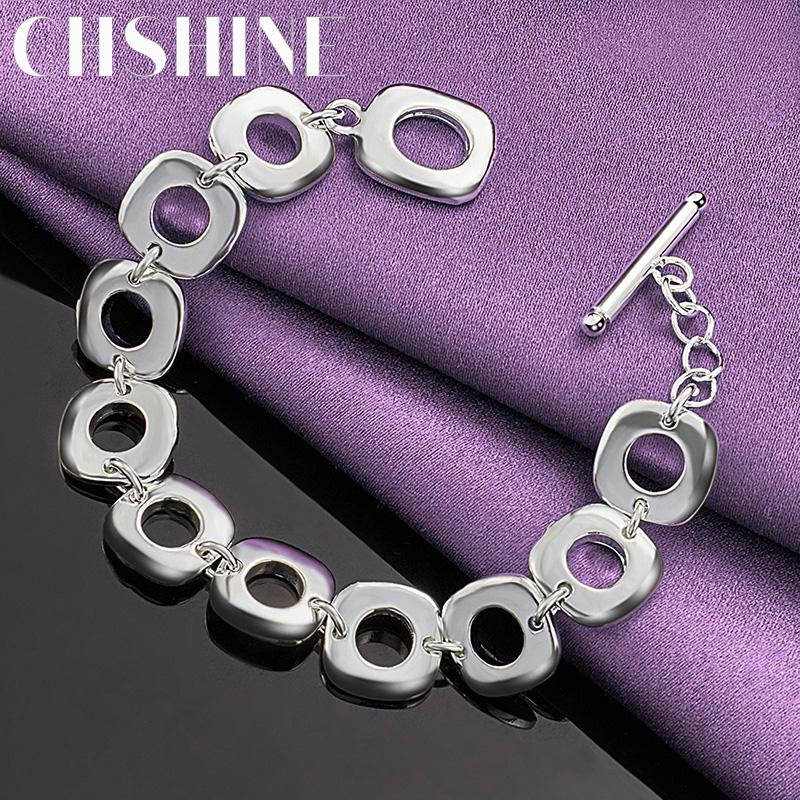 CHSHINE 925 Sterling Silver Round Ring Chain Bracelet For Women High Quality Fashion Charm Jewelry