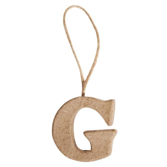 Pap.M. Lettre  G  FSC Recycled 100%, 4x4x1cm, avec suspension {couleur}