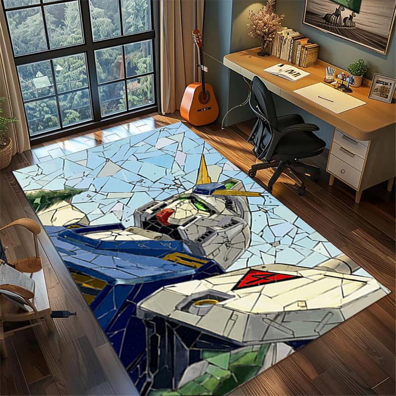 Non Slip Washable Gundam Floor Mat Large Area Rug Gamer Room Bedroom Decor