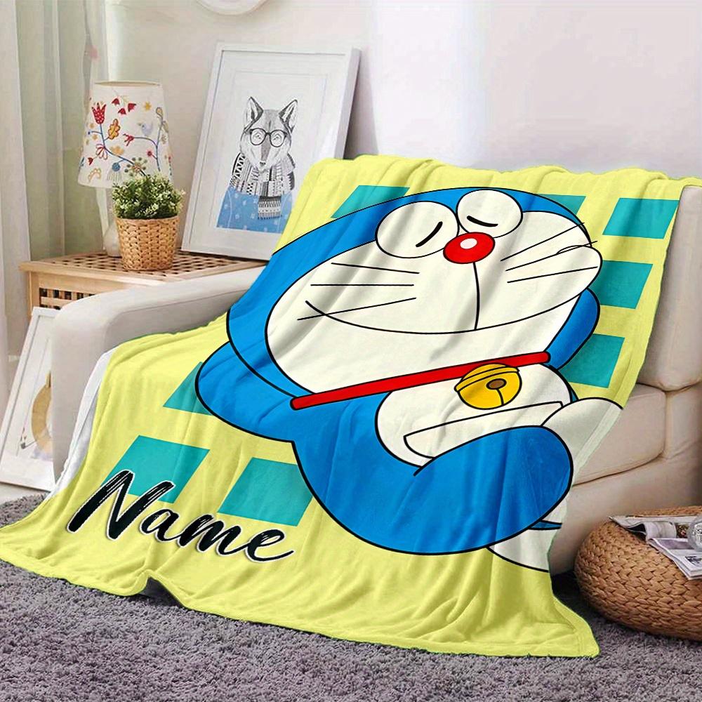 Doraemon Flannel Blanket With Customizable Name Comfortable In All Seasons Suitable For Sofas Beds Travel Camping And Office Decoration A Perfect Gift
