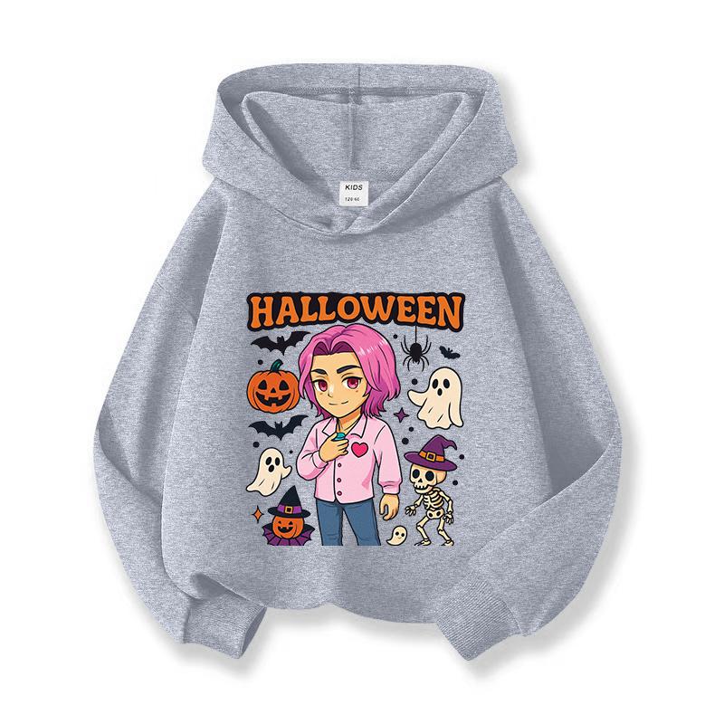 Kpop Witch Hunt Girls' Hoodies, Children's Spring and Autumn Hoodies, Fashionable and Versatile Cartoon Style Printed Thin Sweatshirts