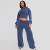 Europe, America 1116 spring and summer new waist sexy fashion hooded drawstring sweater strap trousers two-piece set