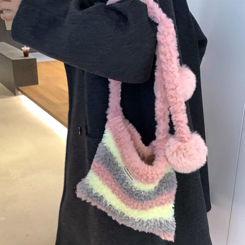 Korean Women Plush Hats Cat Ear Winter Fluffy Hat New Design Y2K Stripes Hats  Lady