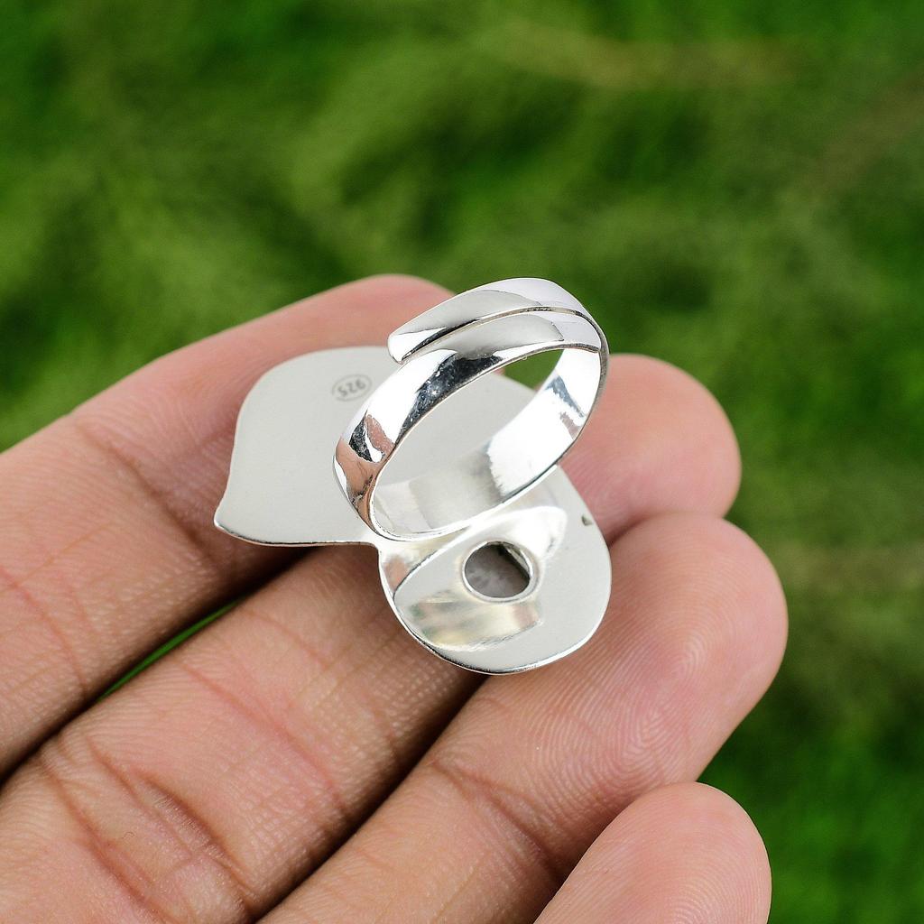 Thanks Giving Day Sale Rainbow Moonstone Stone Statement Ring Jewelry 925 Silver