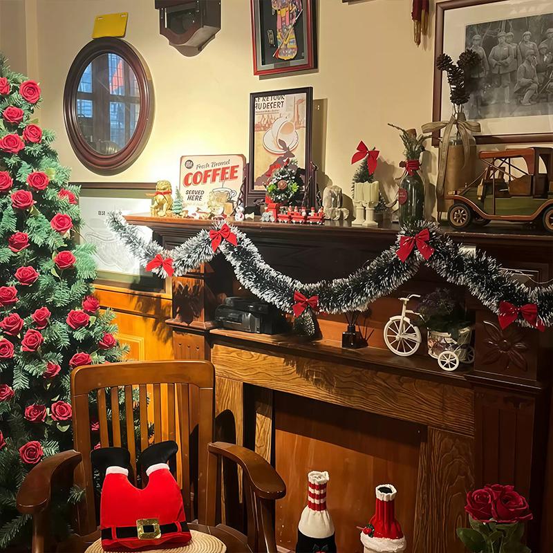 Encrypted Dark Green And White Bordered Christmas Frilly Stripe Decorations Madder Garlands And Wire Wreaths