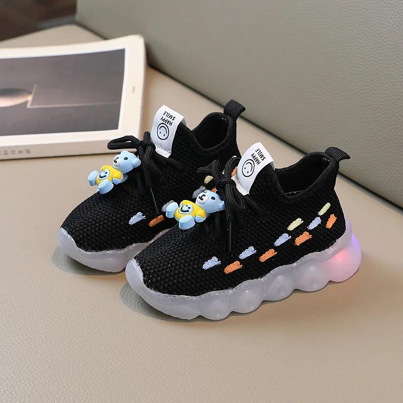 

Sports Shoes Bear Versatile baby shoes casual sneakers for kid shoe toddler boy shoe Anti-Slippery tenis infantil menino tênis 20insole13.5cm чёрный