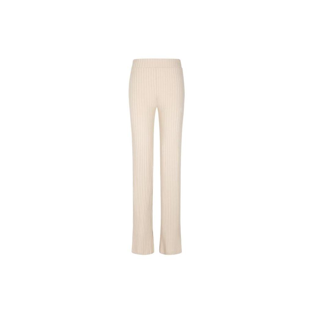 Calvin Klein Solid Straight Fit Mid Rise Casual Pants Women bottoms Oat-Milk J220678ACI