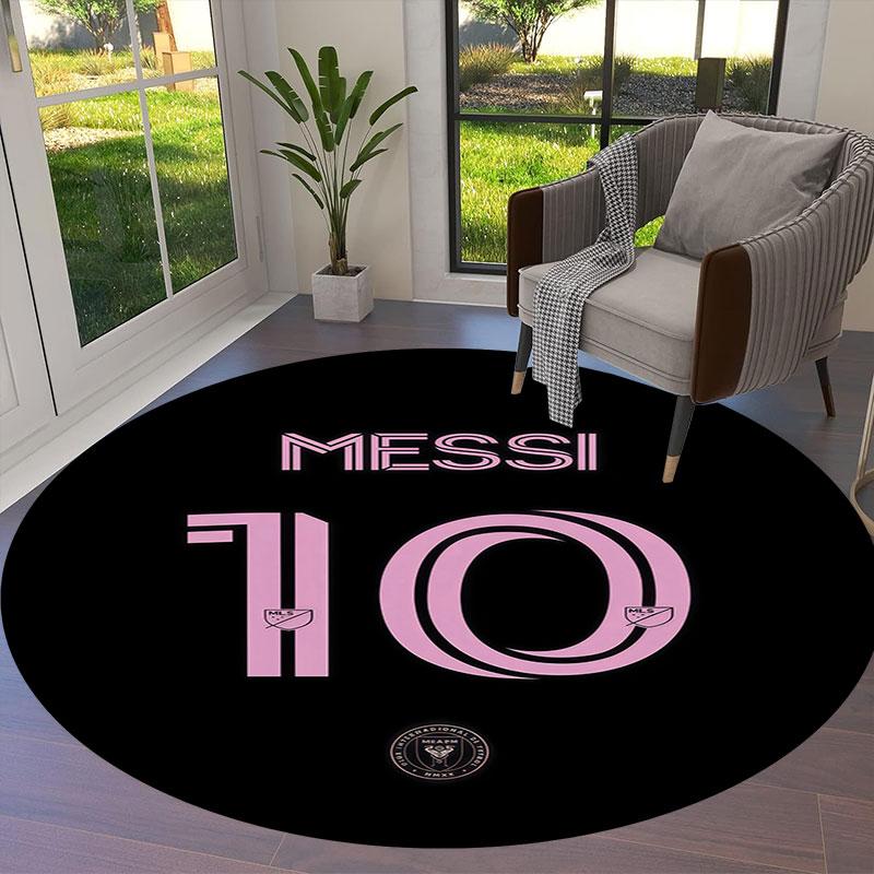 Lionel Messi Round Area Rug,Carpet Rug for Living Room Bedroom Sofa Playroom Decor,Non-slip Floor Mat