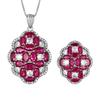 Popular Jewelry Copper Bottom Gold-Plated Simulation Red Corundum Micro-Inlaid Light Luxury Jewelry Set Women