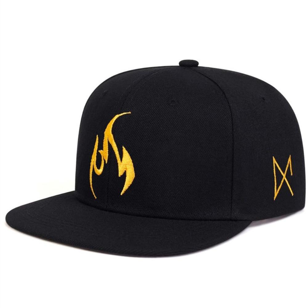 Flame Embroidery Baseball Caps Polyester Snapback Baseball Hat Unisex Punk Hat  Street Dance