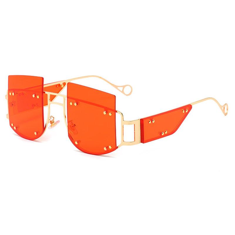 

Steampunk Rivet Vintage Rimless Sunglasses Women For Men Luxury Brand Designer Outdoor Travel Metal Hip Hop Party Sun Glasses As the picture красный