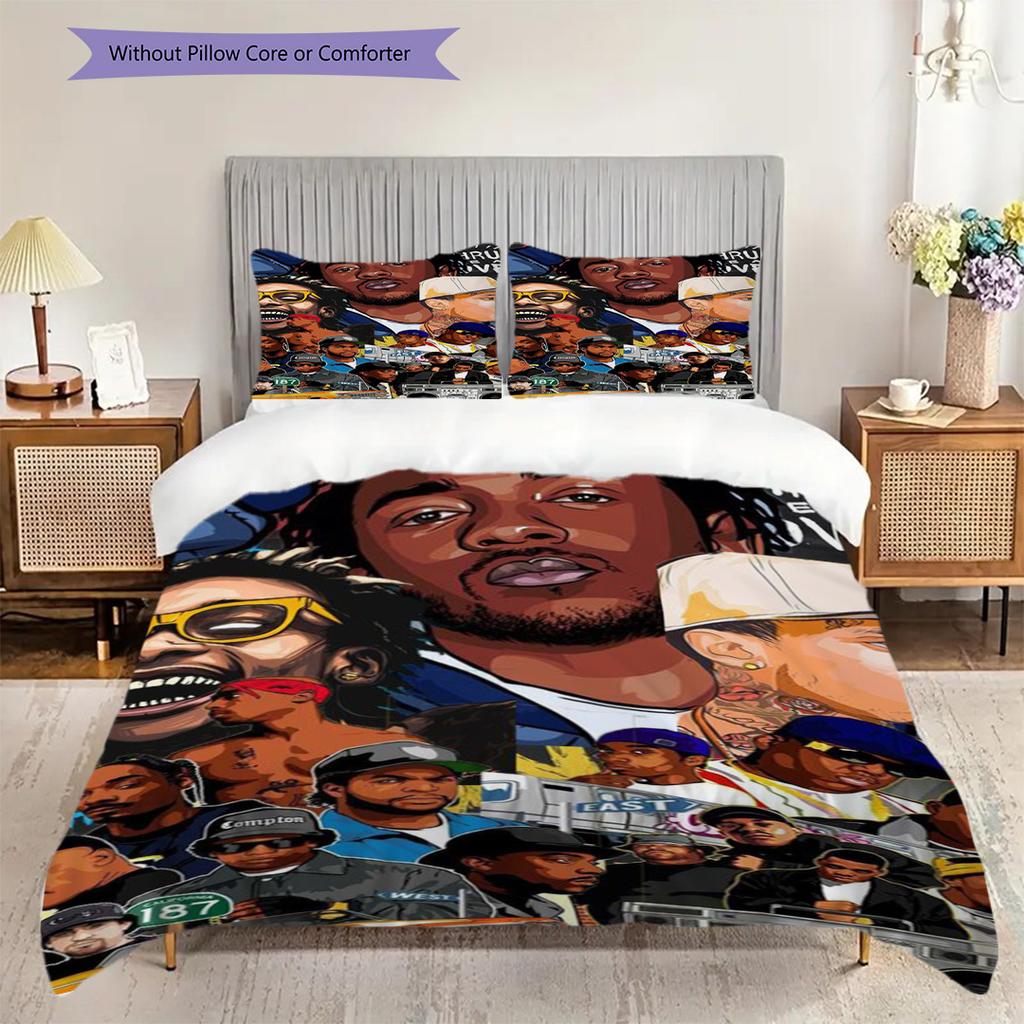 Hip Hop Legends Visual Celebration Threepiece Set 1 Duvet Cover 2 Pillowcase Without Core Soft And Comfortable Duvet Cover And Pillowcase