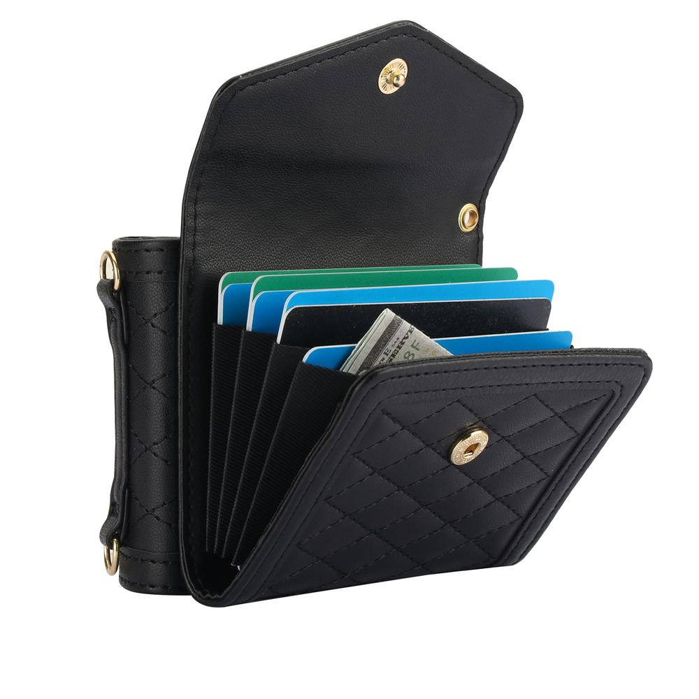 

Чехол-кошелек из кожи с ремешком для Samsung Galaxy Z Flip 6 5 4 3 Flip6 Flip5 с отделением для карт, противоударным чехлом для телефона For Samsung Z Flip6&Case & Strap чёрный