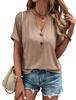 Spring Summer Fashion Women Tops European American Style Solid Colors Short Sleeves Twist Button