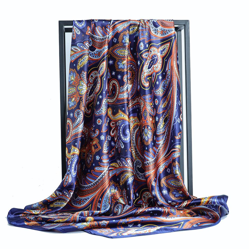 

Высококачественные роскошные шелковые шарфы, повязка на голову, шарфы, шейный шарф для женщин, шелковый шарф с цепочкой, женская декоративная шаль 90*90cm