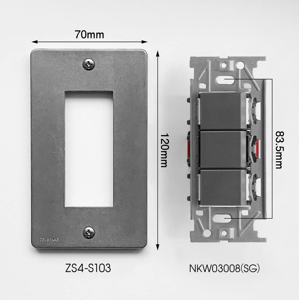 ZOLBONNE Square Hole Die-Cast Plate + JIMBO NK Switch (Single Row, 3 Ports, Solid Gray) Set