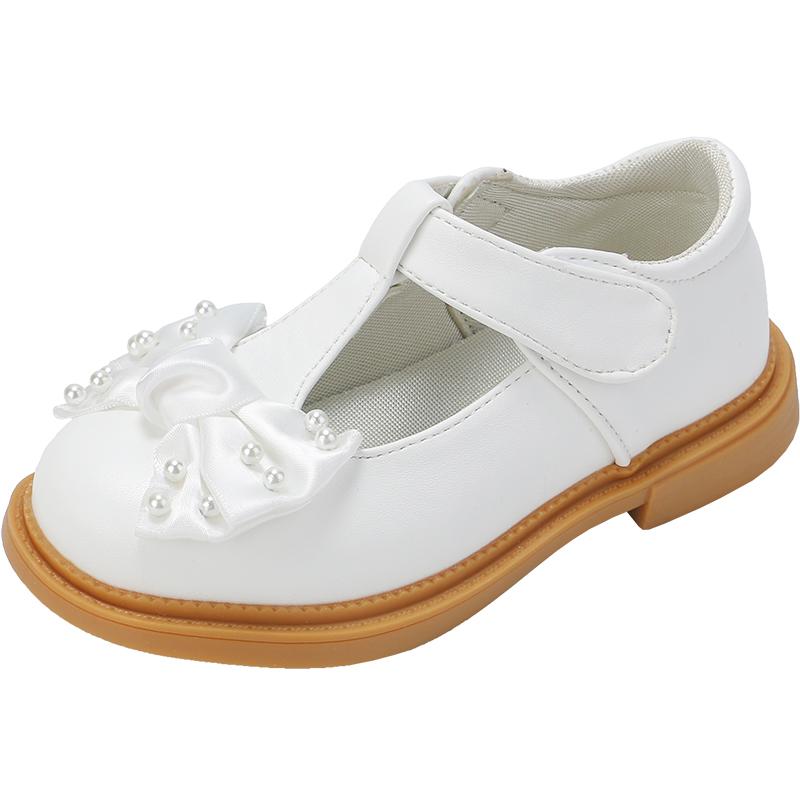 Sapatos casuais infantis, sapatos baixos para meninas, tênis infantis, sapatos de couro, tira em T com gravata borboleta, sapatos de princesa macios para festa