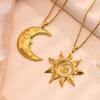 Fashion Personality Stainless Steel Sun & Moon Pendant Necklaces For Women Jewelry Accessries Gifts