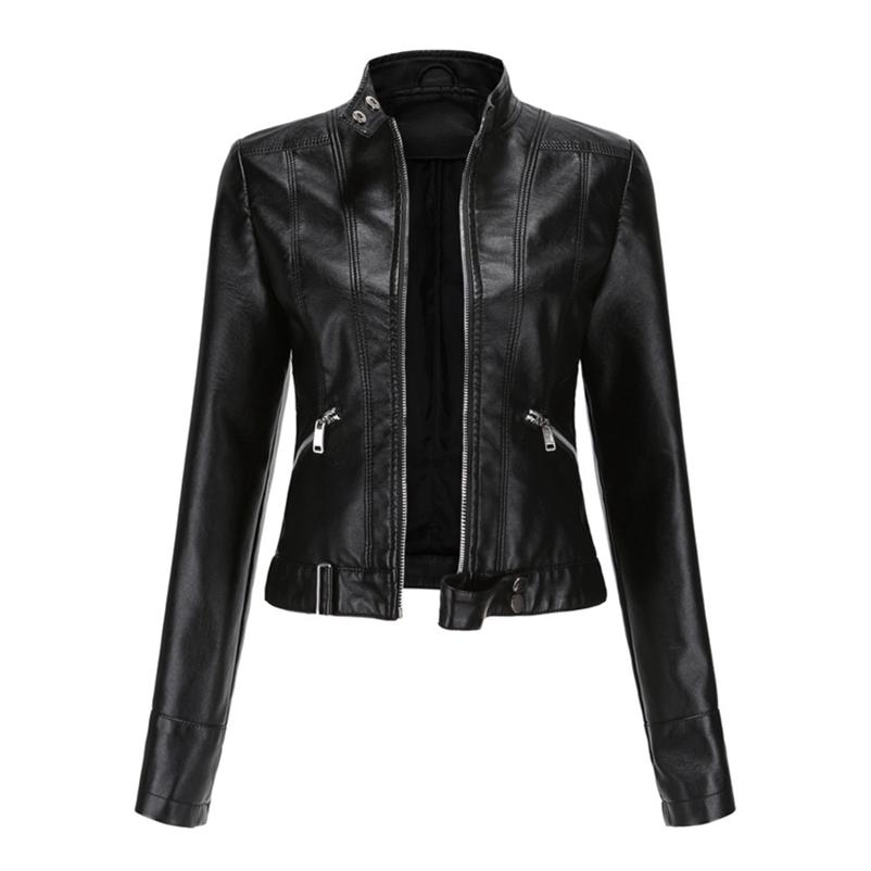 2026 Leather Jacket Women's Short Small Jacket Spring and Autumn Stand Collar Ladies Leather Jacket Women's Thin Leather Jacket