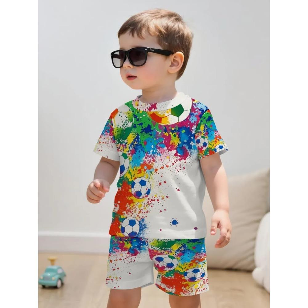 Summer Cartoon Creative Fun Pattern Children's Summer Fashion Comfortable Soft Breathable Short Sleeved Two-piece Set