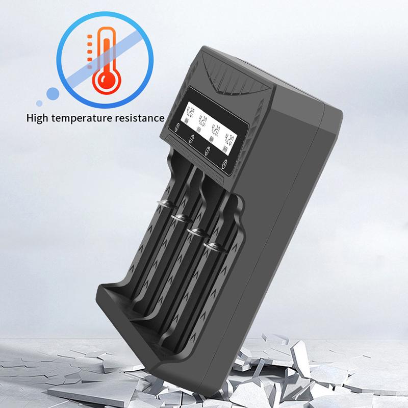 Akıllı LCD Ekranlı USB Şarj Cihazı - 18650 4.2V Li-Ion ve 1.2V Ni-MH AA/AAA Şarj Edilebilir Piller İçin 1/2/4 Yuvalı