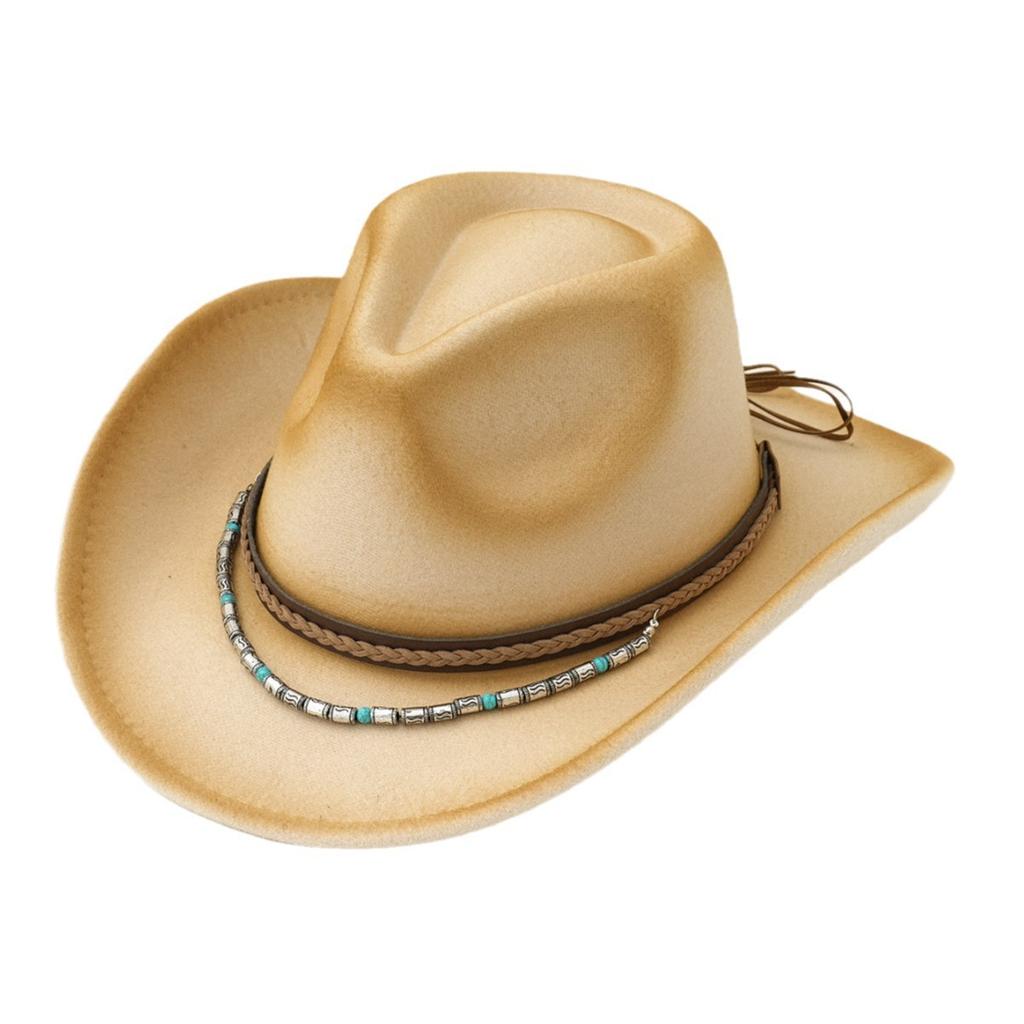 Hot-selling retro old western cowboy hat Tibetan accessories versatile top hat men's and women's outdoor sunshade sunscreen hat