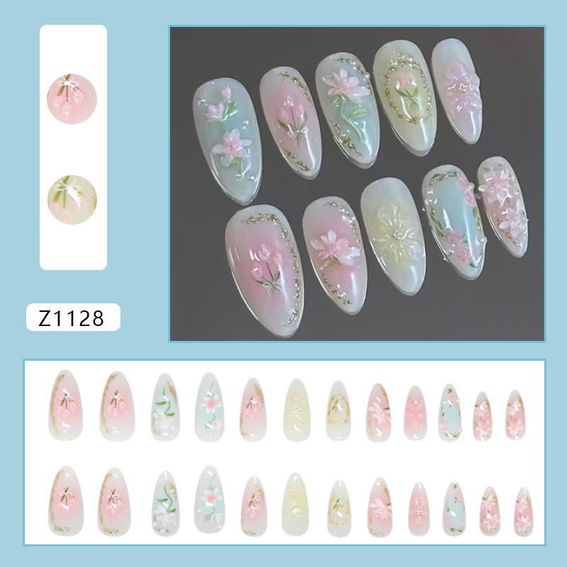 

Three-dimensional light flower blush pearl fine flash sweet versatile European and American ins style removable wearable armor 24 pieces